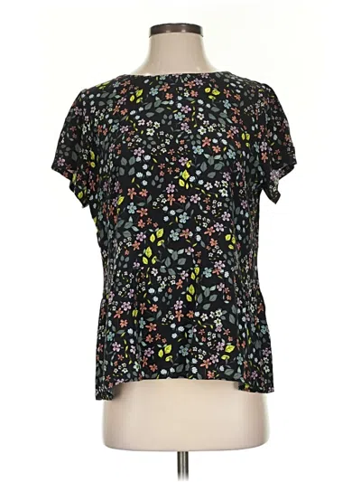 Pre-owned Ann Taylor Loft Short Sleeve Blouse In Black