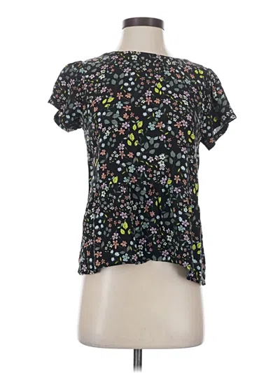 Pre-owned Ann Taylor Loft Short Sleeve Blouse In Black