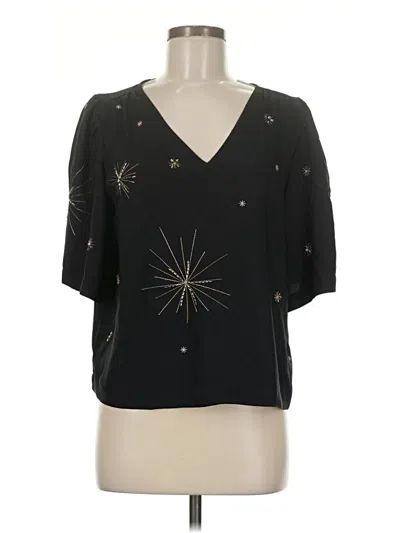 Pre-owned Ann Taylor Loft Short Sleeve Blouse In Black