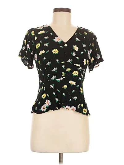Pre-owned Ann Taylor Loft Short Sleeve Blouse In Black