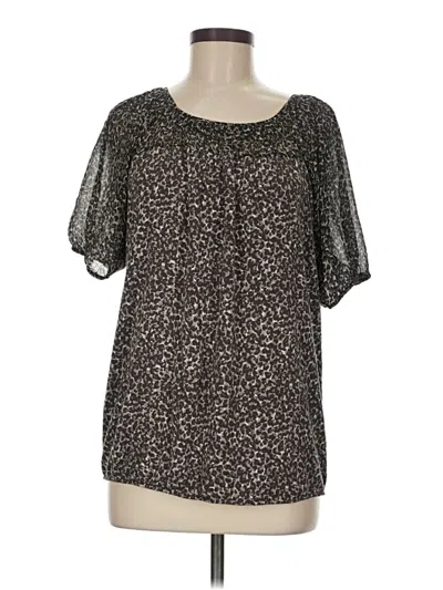 Pre-owned Ann Taylor Loft Short Sleeve Blouse In Black