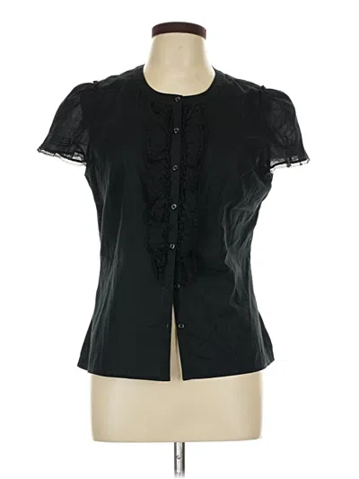 Pre-owned Ann Taylor Loft Short Sleeve Blouse In Black