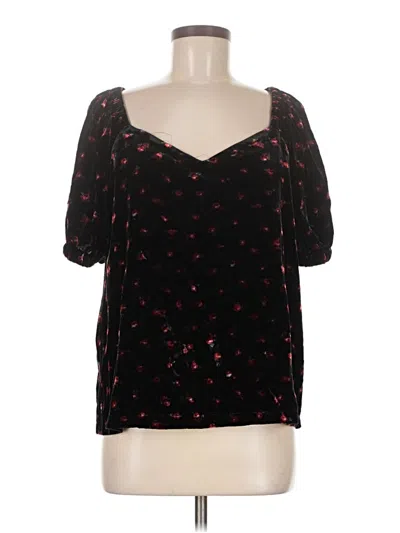 Pre-owned Ann Taylor Loft Short Sleeve Blouse In Black