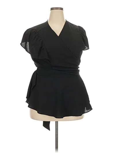 Pre-owned Ann Taylor Loft Short Sleeve Blouse In Black