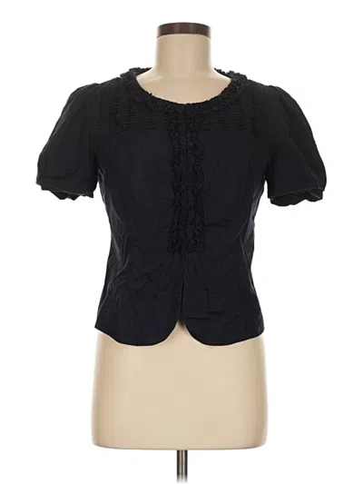 Pre-owned Ann Taylor Loft Short Sleeve Blouse In Black