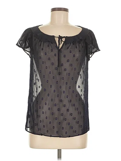 Pre-owned Ann Taylor Loft Short Sleeve Blouse In Black