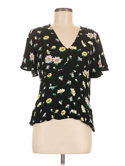 Pre-owned Ann Taylor Loft Short Sleeve Blouse In Black