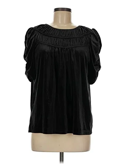 Pre-owned Ann Taylor Loft Short Sleeve Blouse In Black