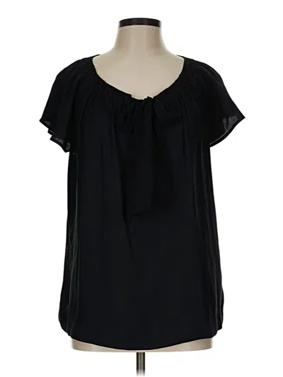 Pre-owned Ann Taylor Loft Short Sleeve Blouse In Black
