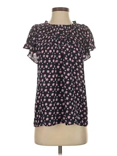 Pre-owned Ann Taylor Loft Short Sleeve Blouse In Black
