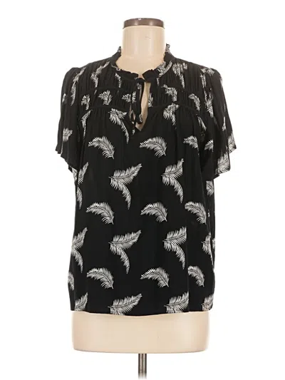Pre-owned Ann Taylor Loft Short Sleeve Blouse In Black