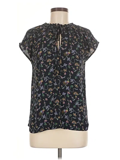 Pre-owned Ann Taylor Loft Short Sleeve Blouse In Black