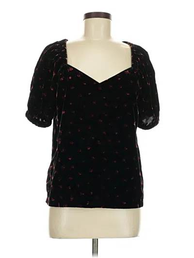 Pre-owned Ann Taylor Loft Short Sleeve Blouse In Black
