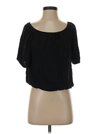 Pre-owned Ann Taylor Loft Short Sleeve Blouse In Black