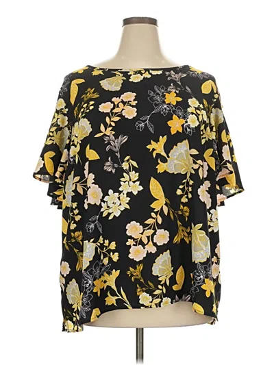 Pre-owned Ann Taylor Loft Short Sleeve Blouse In Black