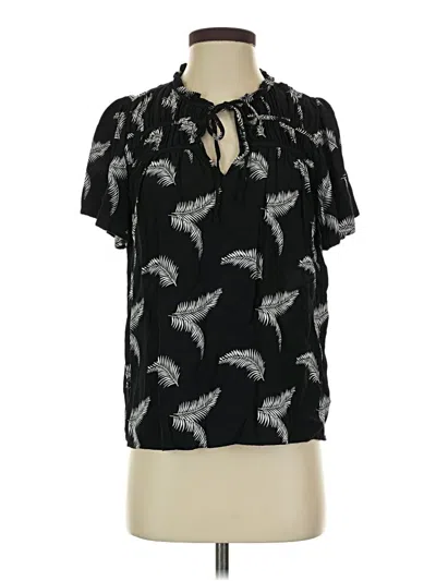 Pre-owned Ann Taylor Loft Short Sleeve Blouse In Black