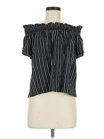 Pre-owned Ann Taylor Loft Short Sleeve Blouse In Black