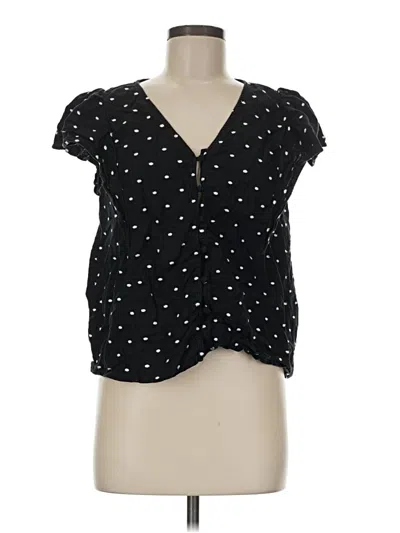Pre-owned Ann Taylor Loft Short Sleeve Blouse In Black