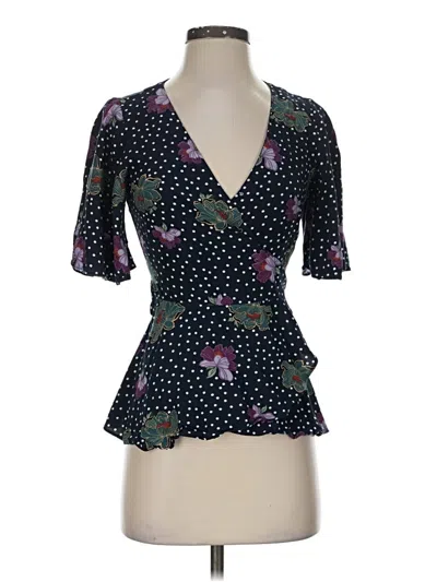 Pre-owned Ann Taylor Loft Short Sleeve Blouse In Black