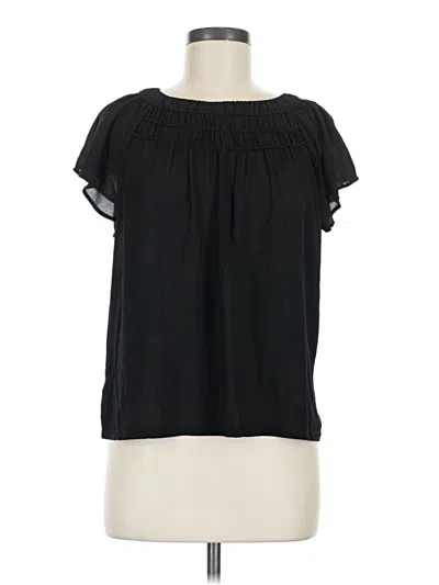 Pre-owned Ann Taylor Loft Short Sleeve Blouse In Black