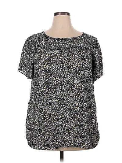 Pre-owned Ann Taylor Loft Short Sleeve Blouse In Black