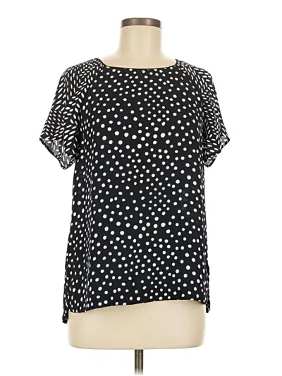 Pre-owned Ann Taylor Loft Short Sleeve Blouse In Black