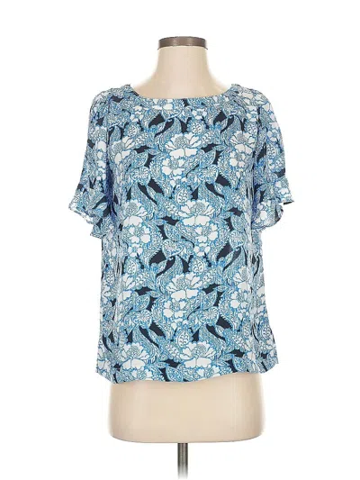 Pre-owned Ann Taylor Loft Short Sleeve Blouse In Blue