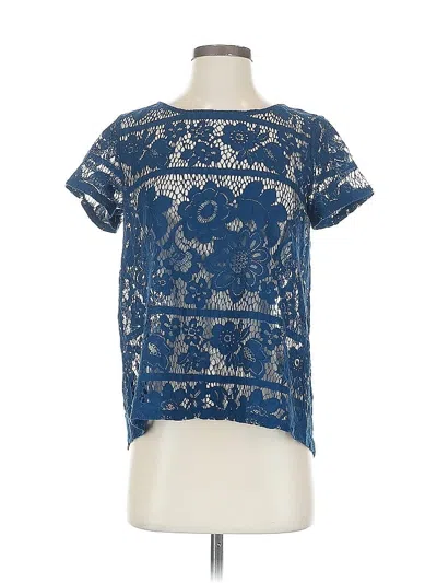 Pre-owned Ann Taylor Loft Short Sleeve Blouse In Blue