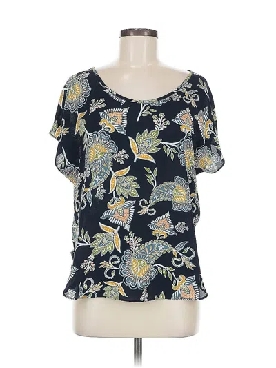 Pre-owned Ann Taylor Loft Short Sleeve Blouse In Blue