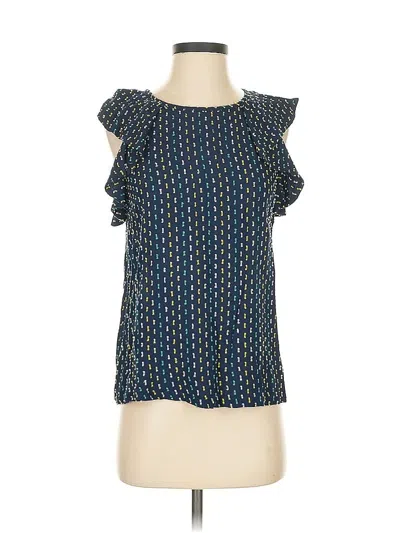 Pre-owned Ann Taylor Loft Short Sleeve Blouse In Blue