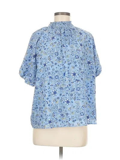 Pre-owned Ann Taylor Loft Short Sleeve Blouse In Blue