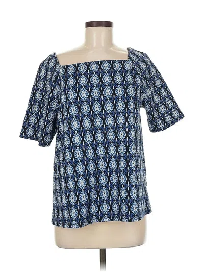 Pre-owned Ann Taylor Loft Short Sleeve Blouse In Blue