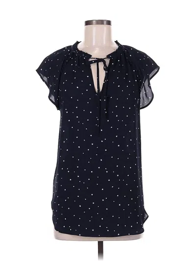 Pre-owned Ann Taylor Loft Short Sleeve Blouse In Blue