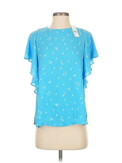 Pre-owned Ann Taylor Loft Short Sleeve Blouse In Blue