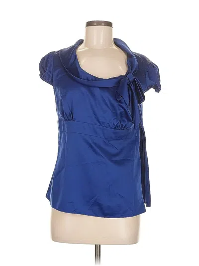 Pre-owned Ann Taylor Loft Short Sleeve Blouse In Blue