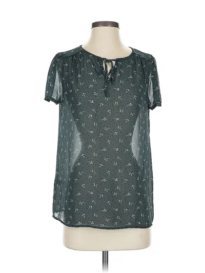 Pre-owned Ann Taylor Loft Short Sleeve Blouse In Blue