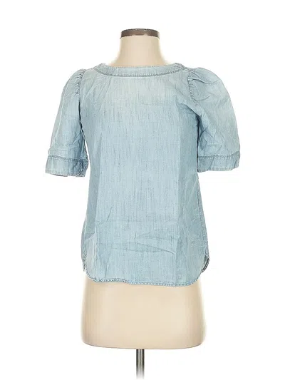 Pre-owned Ann Taylor Loft Short Sleeve Blouse In Blue