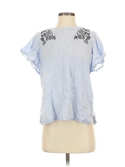 Pre-owned Ann Taylor Loft Short Sleeve Blouse In Blue