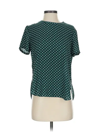 Pre-owned Ann Taylor Loft Short Sleeve Blouse In Blue