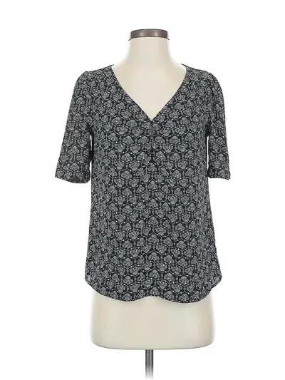Pre-owned Ann Taylor Loft Short Sleeve Blouse In Blue