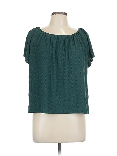 Pre-owned Ann Taylor Loft Short Sleeve Blouse In Blue
