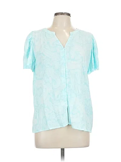 Ann Taylor Loft Short Sleeve Blouse In Blue