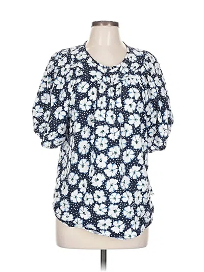 Pre-owned Ann Taylor Loft Short Sleeve Blouse In Blue