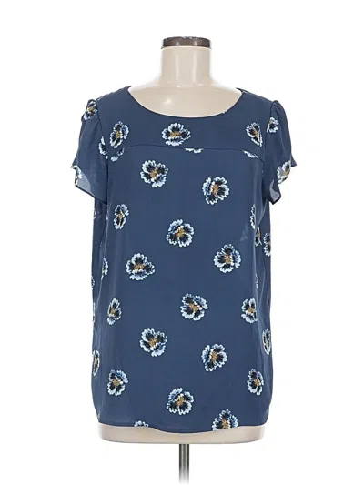 Pre-owned Ann Taylor Loft Short Sleeve Blouse In Blue