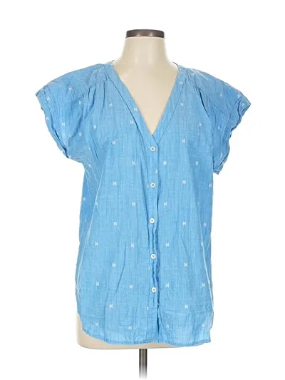 Pre-owned Ann Taylor Loft Short Sleeve Blouse In Blue