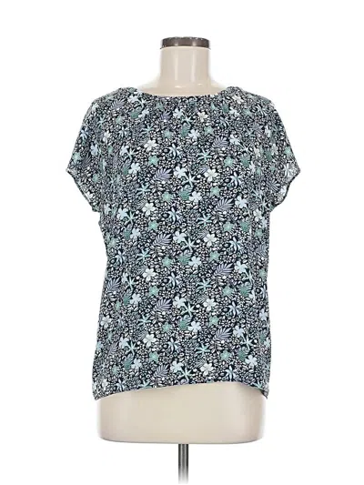 Pre-owned Ann Taylor Loft Short Sleeve Blouse In Blue