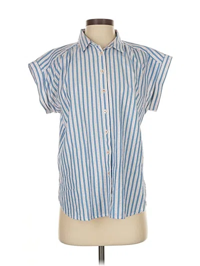 Pre-owned Ann Taylor Loft Short Sleeve Blouse In Blue
