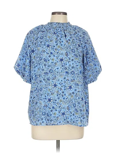 Pre-owned Ann Taylor Loft Short Sleeve Blouse In Blue