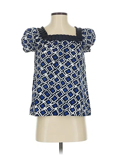 Pre-owned Ann Taylor Loft Short Sleeve Blouse In Blue
