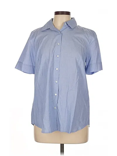 Pre-owned Ann Taylor Loft Short Sleeve Blouse In Blue
